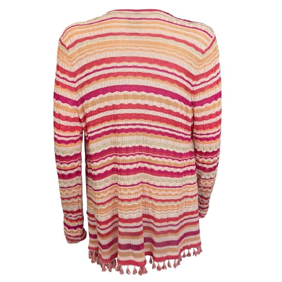 Chicos Womens Open Front Striped Cardigan Size M 1 Multicolor Lightweight - Picture 2 of 4